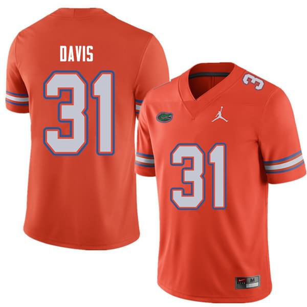 Men's NCAA Florida Gators Shawn Davis #31 Stitched Authentic Jordan Brand Orange College Football Jersey XYK3865QO